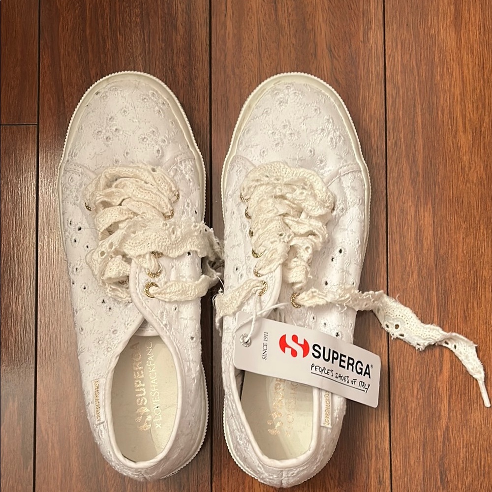 Superga Women's Cream Lace Sneakers